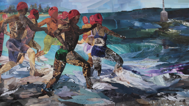 Melbourne artist Rebecca Jones - Commission - Foyer, collage - Design Management Group, Perth (2013) collage by Melbourne artist Rebecca Jones