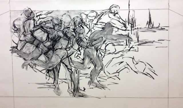 Melbourne artist Rebecca Jones - Commission - Foyer, collage - Design Management Group, Perth (2013) - Initial idea sketch by Melbourne artist Rebecca Jones