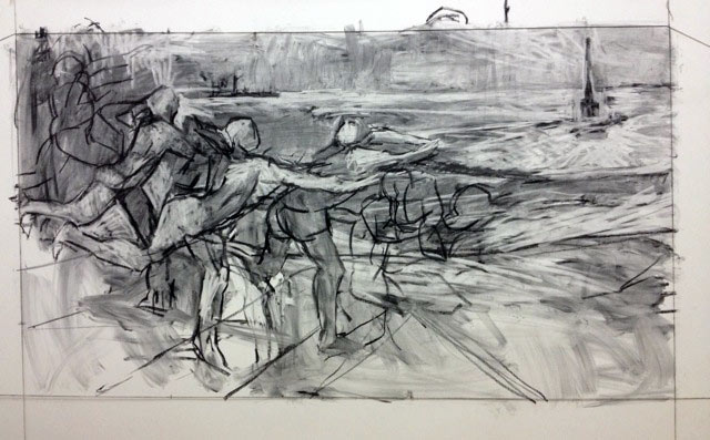 Melbourne artist Rebecca Jones - Commission - Foyer, collage - Design Management Group, Perth (2013) - Still thinking sketch by Melbourne artist Rebecca Jones