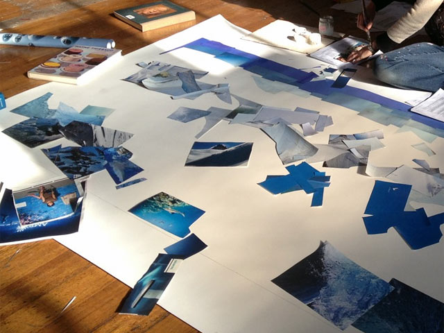 Melbourne artist Rebecca Jones - Commission - Foyer, collage - Design Management Group, Perth (2013) - Detail of collage Melbourne artist Rebecca Jones at her studio