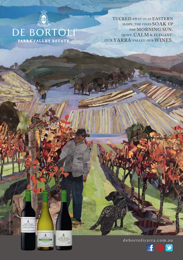 print ad campaign with collage by Melbourne artist Rebecca Jones