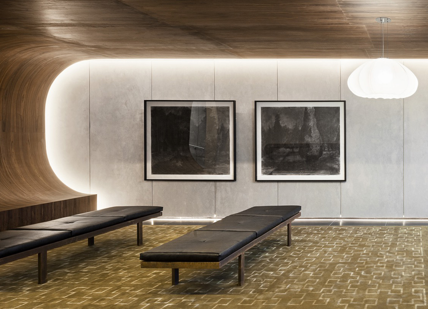 foyer with drawings by Melbourne artist Rebecca Jones