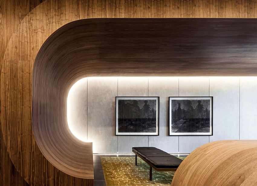 foyer with drawings by Melbourne artist Rebecca Jones