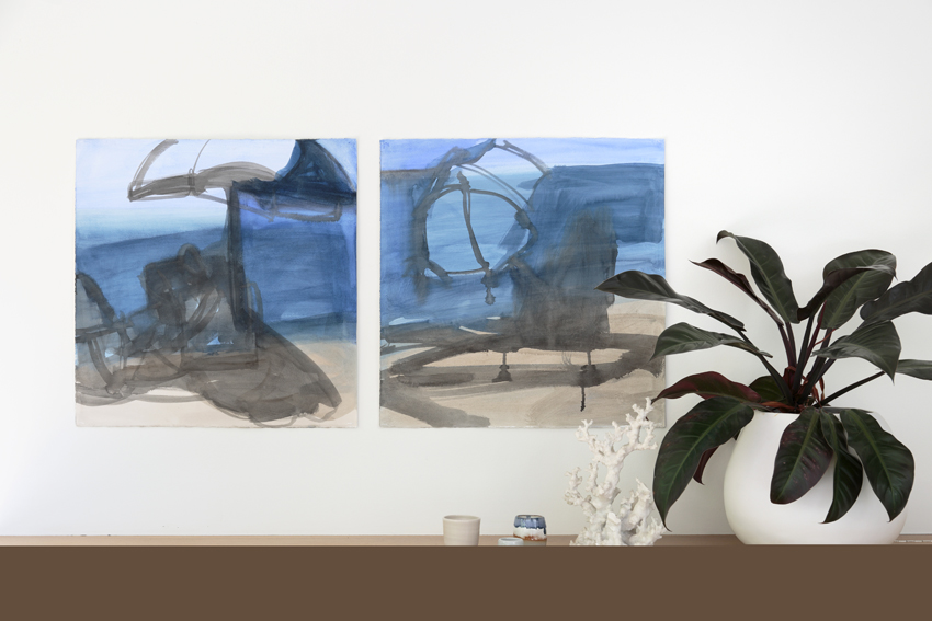 Melbourne artist Rebecca Jones - Artwork - Drawing - Coast - Umbrella I and Umbrela II (insitu)