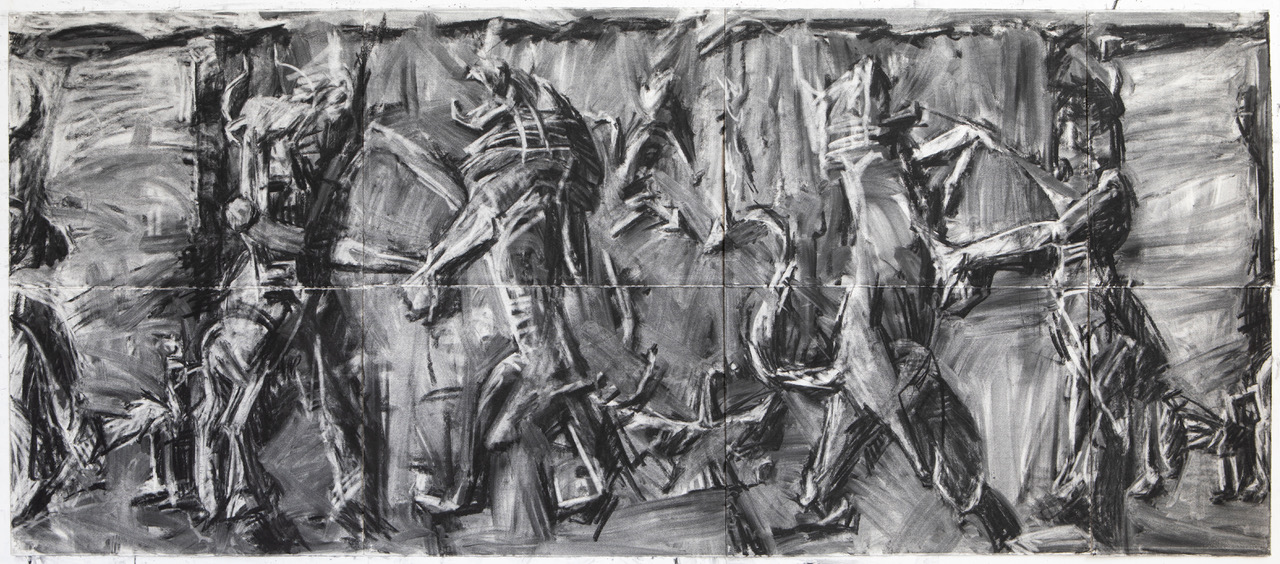 Melbourne artist Rebecca Jones - Artwork - Drawing - Bull Men Contesting Lions