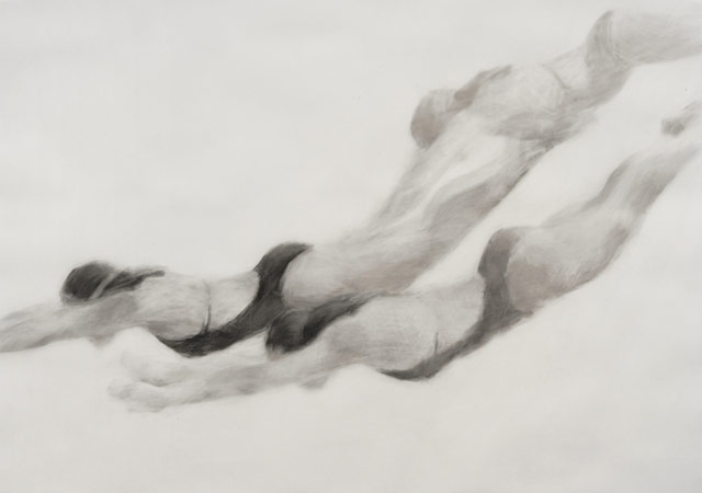 Melbourne artist Rebecca Jones - Artwork - Drawing - Swimming - Open Water - Next Set