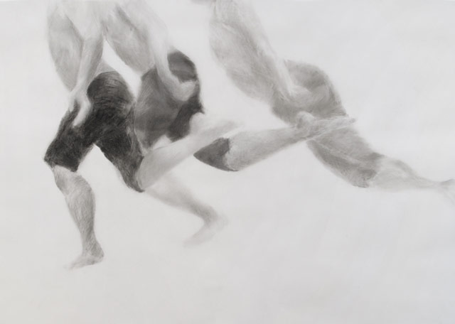 Melbourne artist Rebecca Jones - Artwork - Drawing - Swimming - Open Water - Surfacing