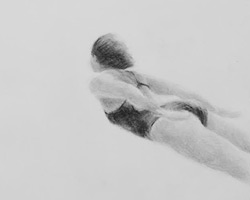 Melbourne artist Rebecca Jones - Artwork - Drawing - Swimming - Open Water - Under the Wave