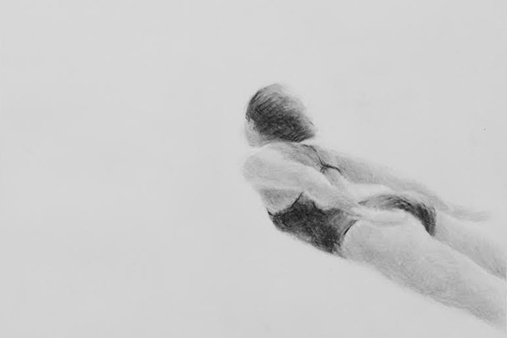 Melbourne artist Rebecca Jones - Artwork - Drawing - Swimming - Open Water - Under the Wave