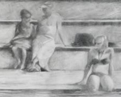 Melbourne artist Rebecca Jones - Artwork - Drawing - By the Pool II