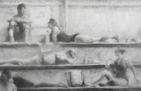 Melbourne artist Rebecca Jones - Artwork - Drawing - Swimming - By the Pool I (detail)