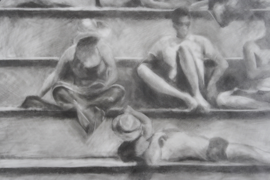 Melbourne artist Rebecca Jones - Artwork - Drawing - Swimming - By the Pool II (detail)